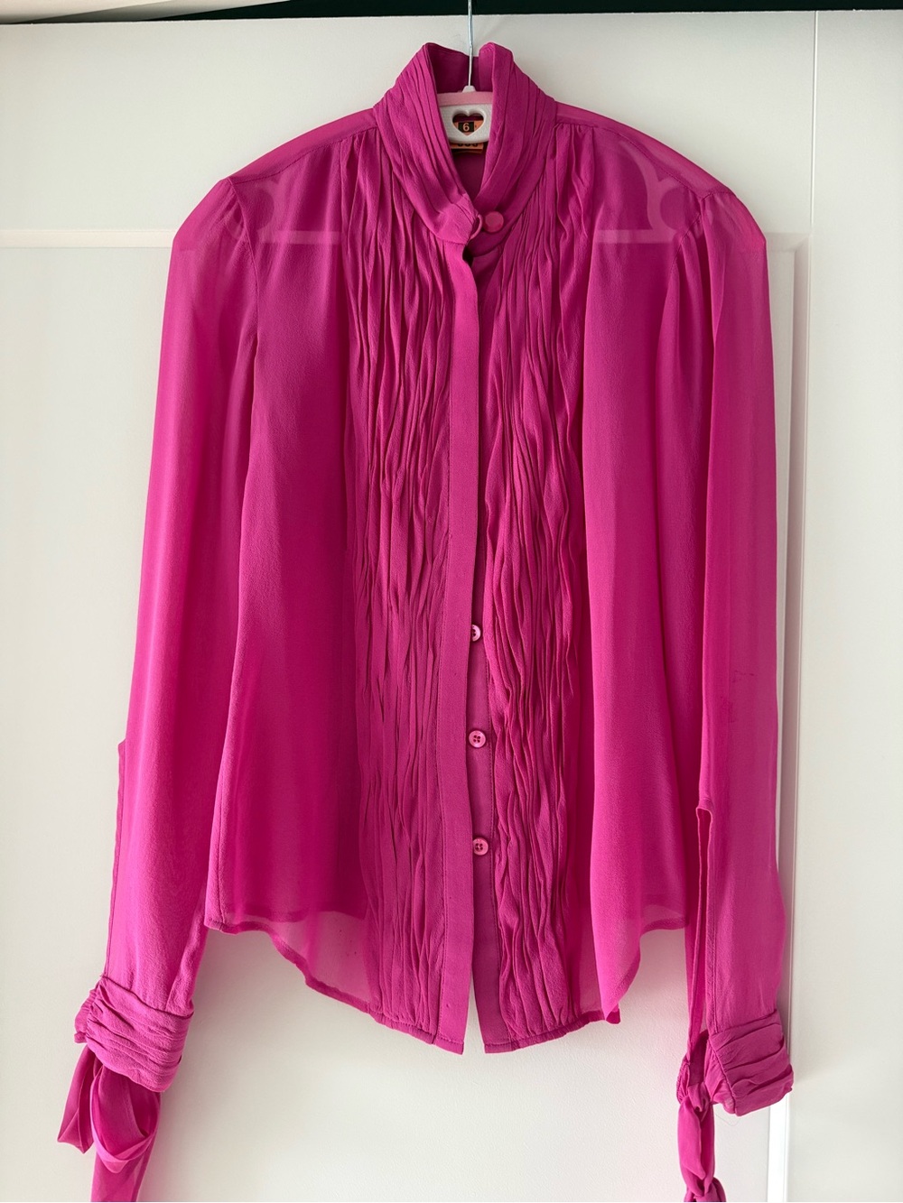 Armani Exchange Hot Pink Pleated Front Blouse